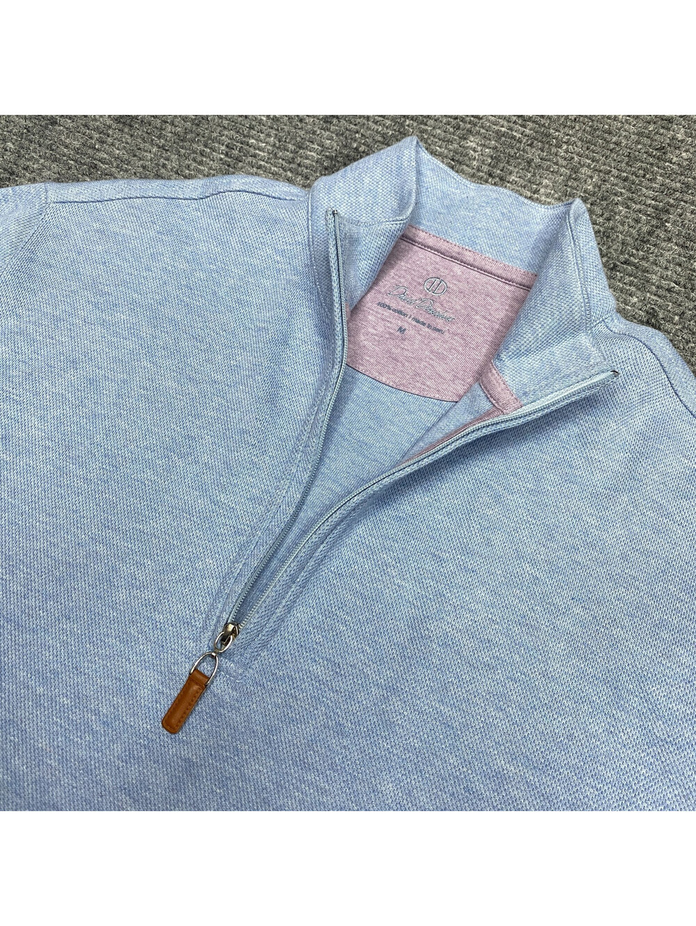 David Donahue 1/4 Quarter Zip Pullover Sweater Mens M Sky Blue Long Sleeve Golf